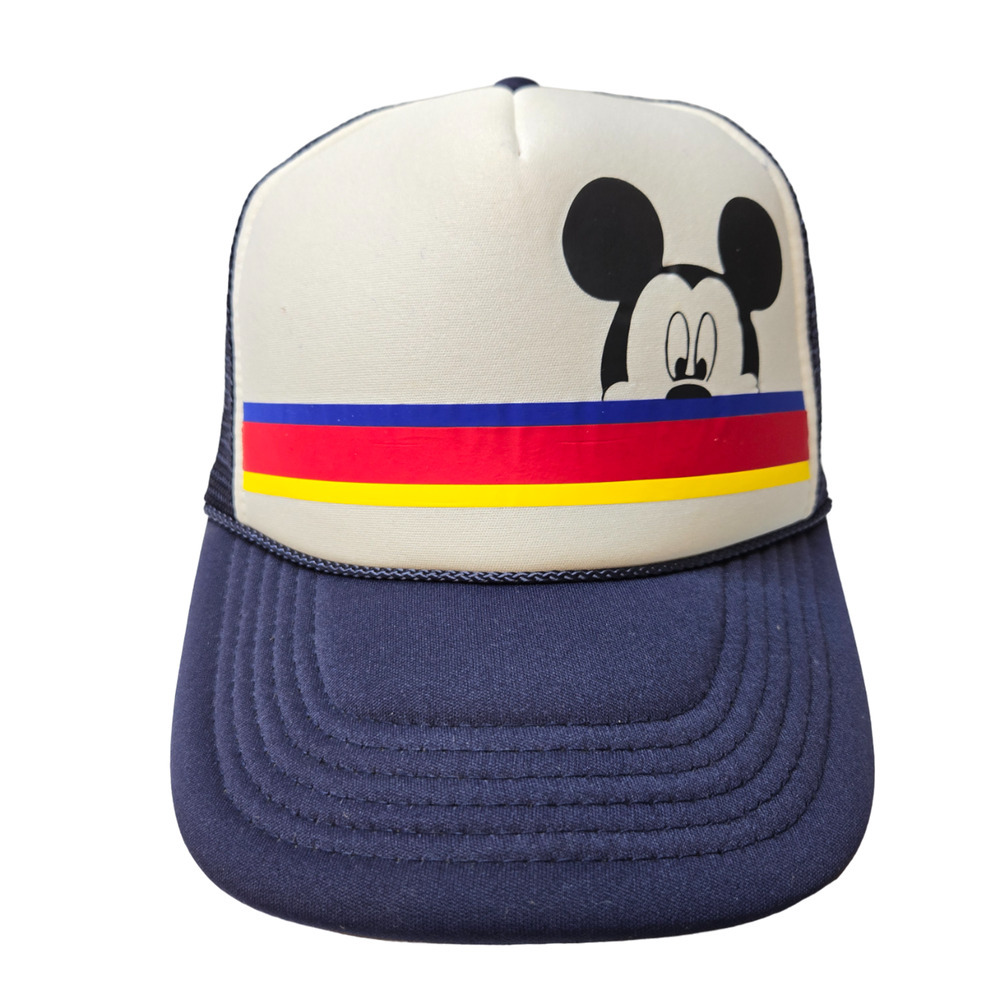 Nissun Cap Navy White Colorblock Mickey Mouse Mesh Back Tracker Cap Hat